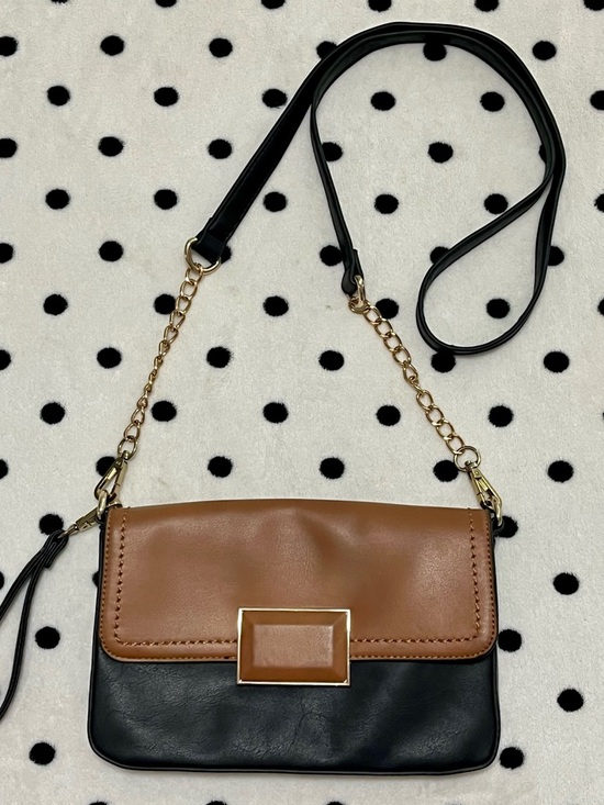Handbags - Two Tone Vegan Leather Crossbody Purse